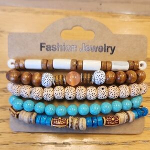 2 For $10 Fashion Jewelry Brown and Cream Boho Bracelet Set